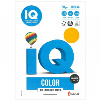 Бумага цветная А4 100л 80гр солнечно-желтый IQ Color