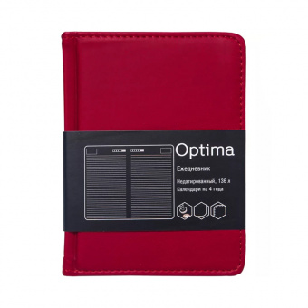 Ежедневник недатированный Канц-Эксмо «Optima», А5, 136 листов, искусственная кожа, бордовый