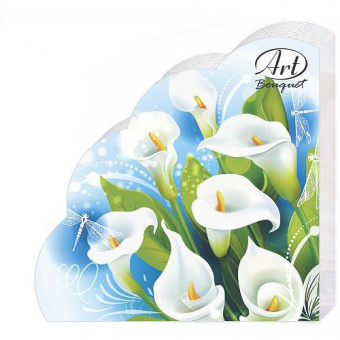 Бумажные салфетки RONDO «Белые лилии», 12 шт, с рисунком