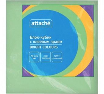 Блок самоклеящийся 76х76мм 100л зеленый (салатовый) ATTACHE Bright colours 