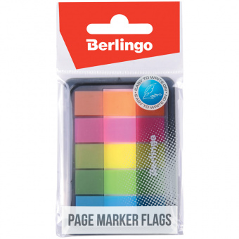 Закладки-флажки самоклеящиеся Berlingo, пластиковые, 45 × 12 мм, 5 × 20 шт., неон