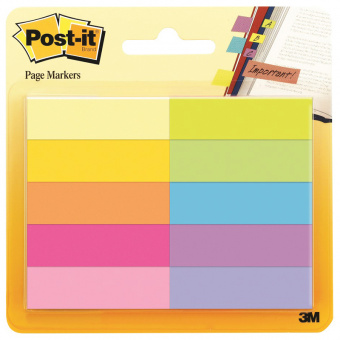 Набор закладок-флажков самоклеящихся Post-it , бумажные, 44 × 12,7 мм, 50 × 10 шт., 10 цветов