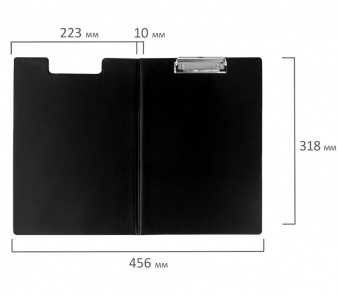Папка-планшет STAFF, А4 (318х228 мм), с прижимом и крышкой, картон/ПВХ, ЧЕРНАЯ