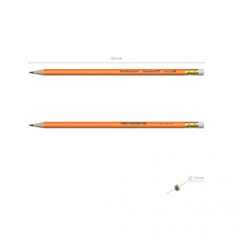 Чернографитный карандаш пластиковый ErichKrause Standard triangle 101 Orange, трехгранный, с ластиком, HB