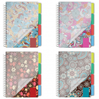 Тетрадь-блокнот 150л. A5 170x215мм, BRAUBERG кл.,греб., обл.пласт, 4разд.