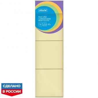 Блок самоклеящийся 38х51мм 100л желтый ATTACHE Bright colours (набор 3шт*100л)