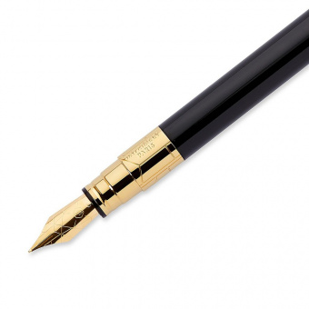 Ручка перьевая Waterman «Perspective Black GT» перо F, черный/золото корпус