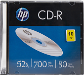 Диск CD-R 700 Mb HP 52x ф футляре slim 10шт