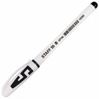 Ручка гелевая с грипом STAFF "Manager" GP-196, ЧЕРНАЯ, корпус белый, игольчатый узел 0,5 мм, линия письма 0,35 мм