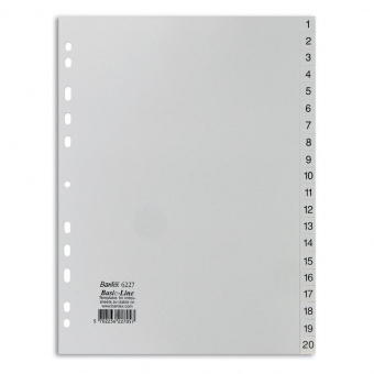 Разделитель пластиковый для папок А4, цифровой 1-20, серый