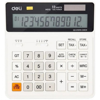Калькулятор DELI SMART белый, настольный бухгалтерский, 12-разрядный
