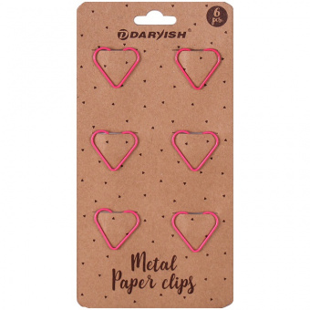 Скрепки металлические "Сердечко" цветн. "Darvish" 6шт/уп (набор)
