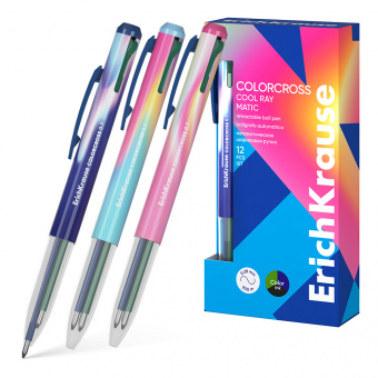 Ручка шариковая автоматическая 3в1 ErichKrause Colorcross Matic Cool Ray 0.7, цвет чернил ассорти