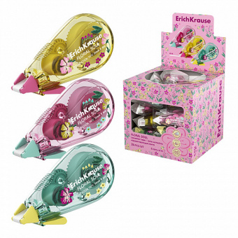Корректирующая лента ErichKrause Floral Soul с печатью на корпусе, 5мм х 6м, ассорти