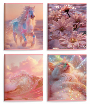 Тетрадь 48 л. А5 клетка, на скрепке, офсет Schoolformat БЛЕСТКИ мелованный картон, выборочный УФ-лак, блёстки