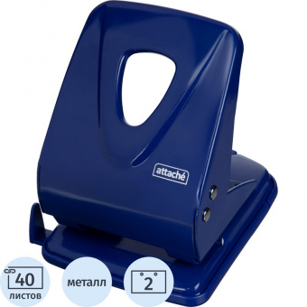 Дырокол Attache Symbol до 40 листов, линейка, металл, синий 