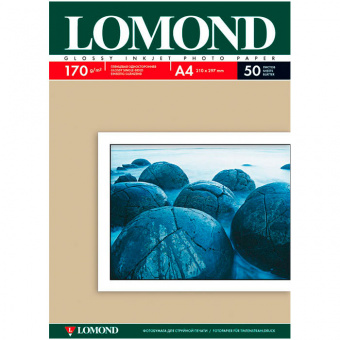Фотобумага Lomond, А4, глянцевая, 170 г/м², 50 листов