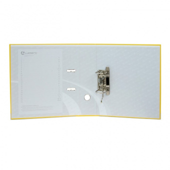 Папка-регистратор LAMARK600 PP 80мм желтый, метал.окантовка/карман, собранный
