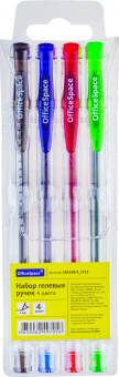 Набор гелевых ручек: прозрачный корпус, 4 цвета