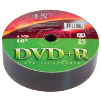 Диск DVD+R VS, 4,7 Гб 16x Bulk (термоусадка без шпиля), КОМПЛЕКТ 25 шт., 