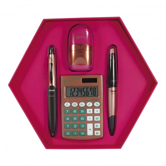 Набор подарочный Milan «Copper» (калькулятор, ластик-точилка, механический карандаш и ручка)