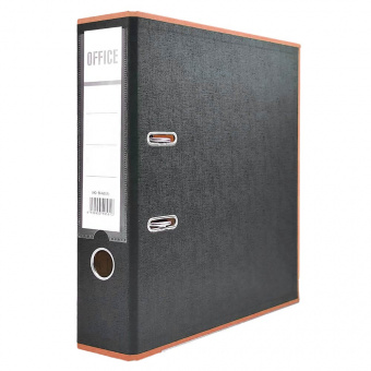 Папка-регистратор А4 75мм двухсторонний ПВХ черная/оранжевая Moya, плотная (тол. 2,5мм), разборная