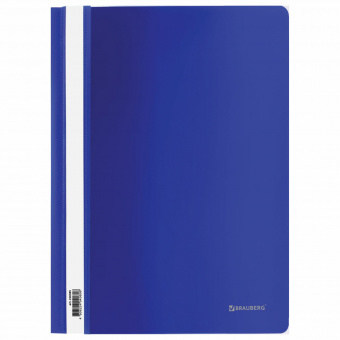 Папка-скоросшиватель BRAUBERG А4 130/180 синий с прозр. верхом