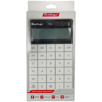 Калькулятор настольный Berlingo CI 100, 12 разрядов, двойное питание, белый