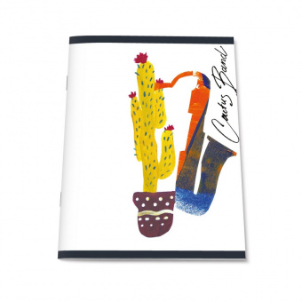 Тетрадь №1 School "Cactus band Саксофон", А5, 48 листов, на скрепке, клетка, мелованный картон, УФ-лак