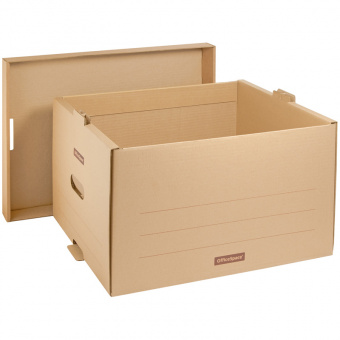 Короб архивный OfficeSpace «Универсальный», 26,5×34×44 см, надстраиваемый, с крышкой, картон