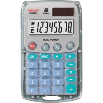 Калькулятор карманный REBELL Starlet WB, 8 разрядов, прозрачный