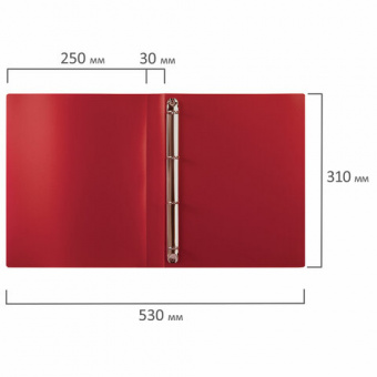 Папка на 4 кольцах STAFF, 30 мм, красная, до 250 листов, 0,5 мм