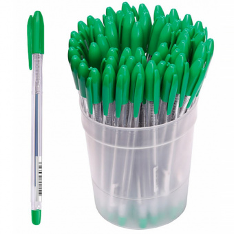 Ручка шариковая масляная СТАММ «Vega»,1 мм, стержень зеленый