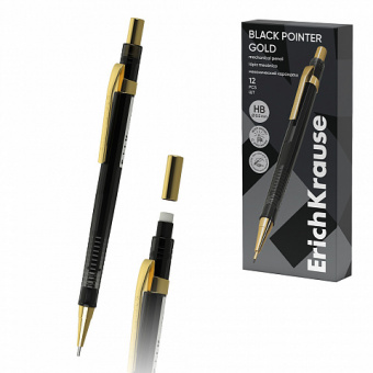 Карандаш механический ErichKrause Black Pointer Gold 0.5 мм, НВ