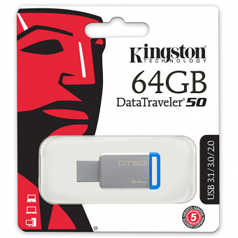 Флеш-накопитель USB Kingston DataTraveler 50, 64Гб