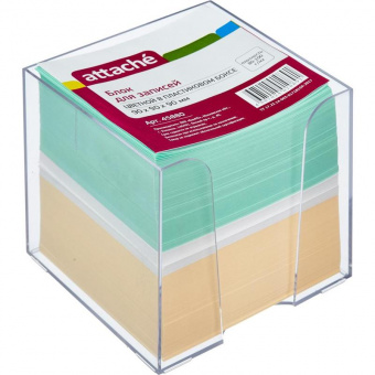 Блок для записей непроклеенный ATTACHE «Premium», куб 9 × 9 × 9 см, 3 цвета, в боксе