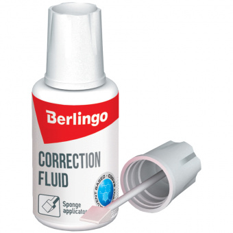 Корректирующая жидкость Berlingo, 20 мл, флакон с губчатым аппликатором, спиртовая основа