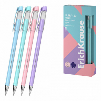 Ручка шариковая ErichKrause ULTRA-30 Stick&Grip Pastel 0.7, Super Glide Technology, цвет чернил синий