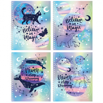 Тетрадь 80л., А5, клетка на гребне BG "You're my space", матовая ламинация, металлизация