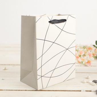 Пакет подарочный «Линии», бежевый, 26 × 10 × 32 см