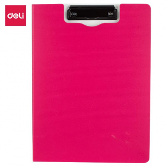 Папка-планшет (с крышкой) Deli «Rio», А4, плотная 2мм, с верхним прижимом, ПВХ, розовая