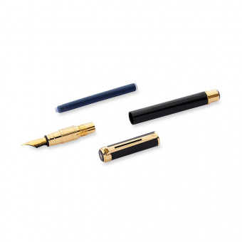 Ручка перьевая Waterman «Perspective Black GT» перо F, черный/золото корпус