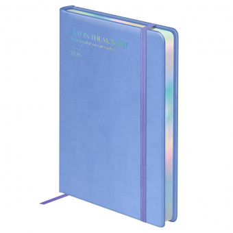 Ежедневник датированный 2026г., А5, 176л., твердый переплет, кожзам, Greenwich Line "Softone. Lavender", лавандовый, отд.фольгой, голографический срез