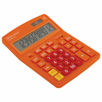 Калькулятор настольный BRAUBERG EXTRA-12-RG (206x155 мм), 12 разрядов, двойное питание, ОРАНЖЕВЫЙ