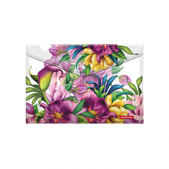 Папка-конверт на кнопке пластиковая ErichKrause Tropical Flowers, A4 