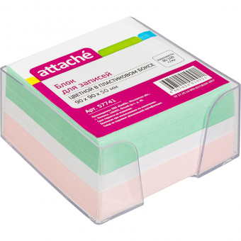 Блок для записей непроклеенный ATTACHE «Premium», куб 9 × 9 × 5 см, 3 цвета, в боксе