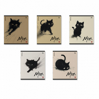 Тетрадь общая ученическая ErichKrause Blur Cat, 36 листов, клетка (рисунок ассорти)