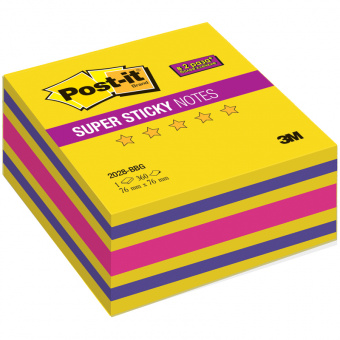 Блок самоклеящийся Post-It «Super Sticky. Бабл Гам», 76 × 76 мм, 360 л., 3 цвета