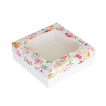 Коробка для подарка с окном, 20×20×7 см, ассорти
