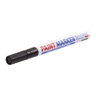 Маркер-краска лаковый (paint marker) 2 мм, ЧЕРНЫЙ, НИТРО-ОСНОВА, алюминиевый корпус, BRAUBERG PROFESSIONAL PLUS